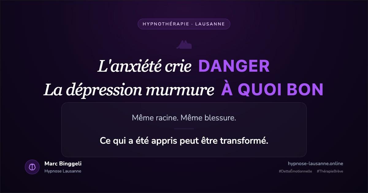 Anxiété et dépression : même racine, même blessure — hypnothérapie Lausanne