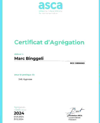 ASCA agrégation 2024 Marc Binggeli hypnothérapeute hypnose lausanne
