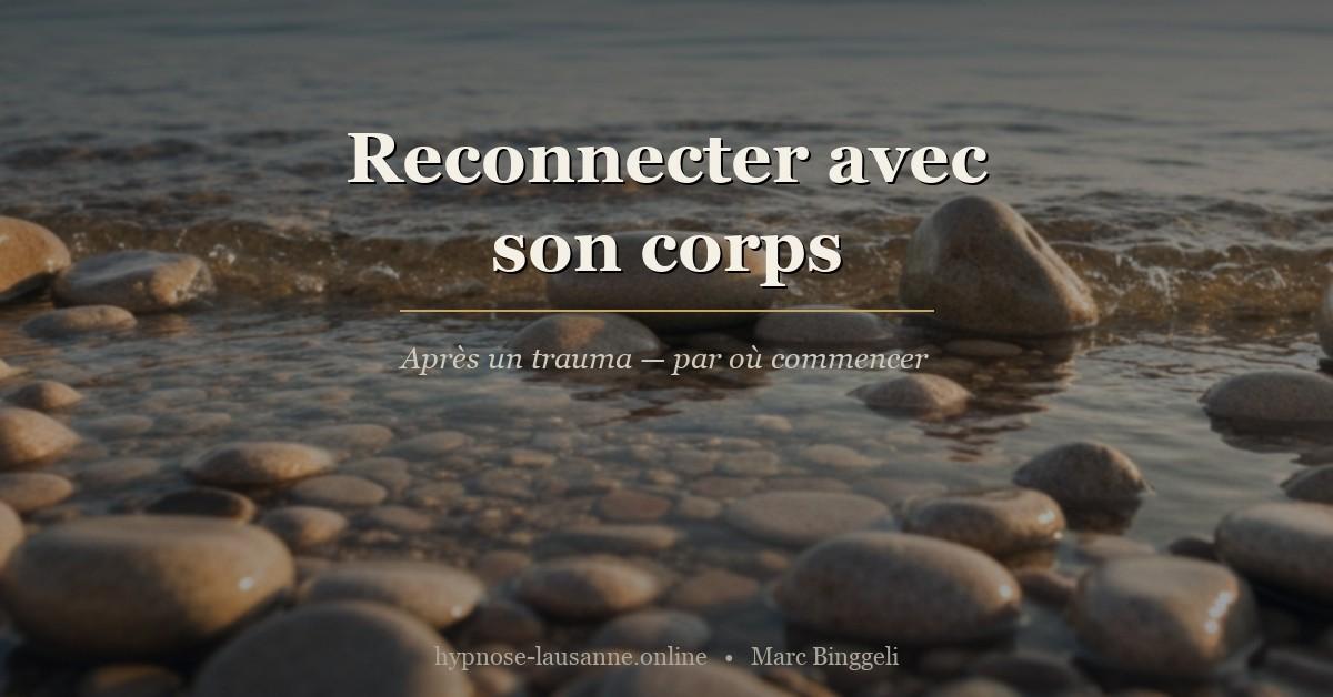 Galets du lac Léman au lever du jour — illustration du retour au corps après un trauma