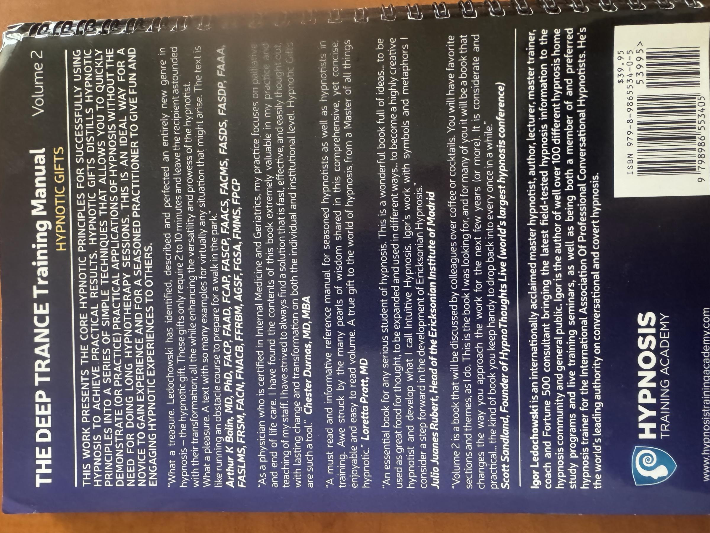 Couverture : The Deep Trance Training Manual Volume 2 par Igor Ledochowski